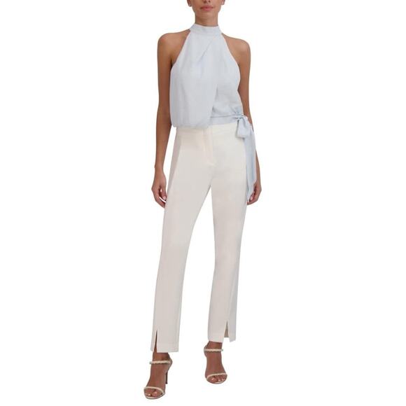 New BCBGMAXAZRIA Women Halter Neck Sleeveless Overdraped Side Tie Blouse Size L - Picture 3 of 7